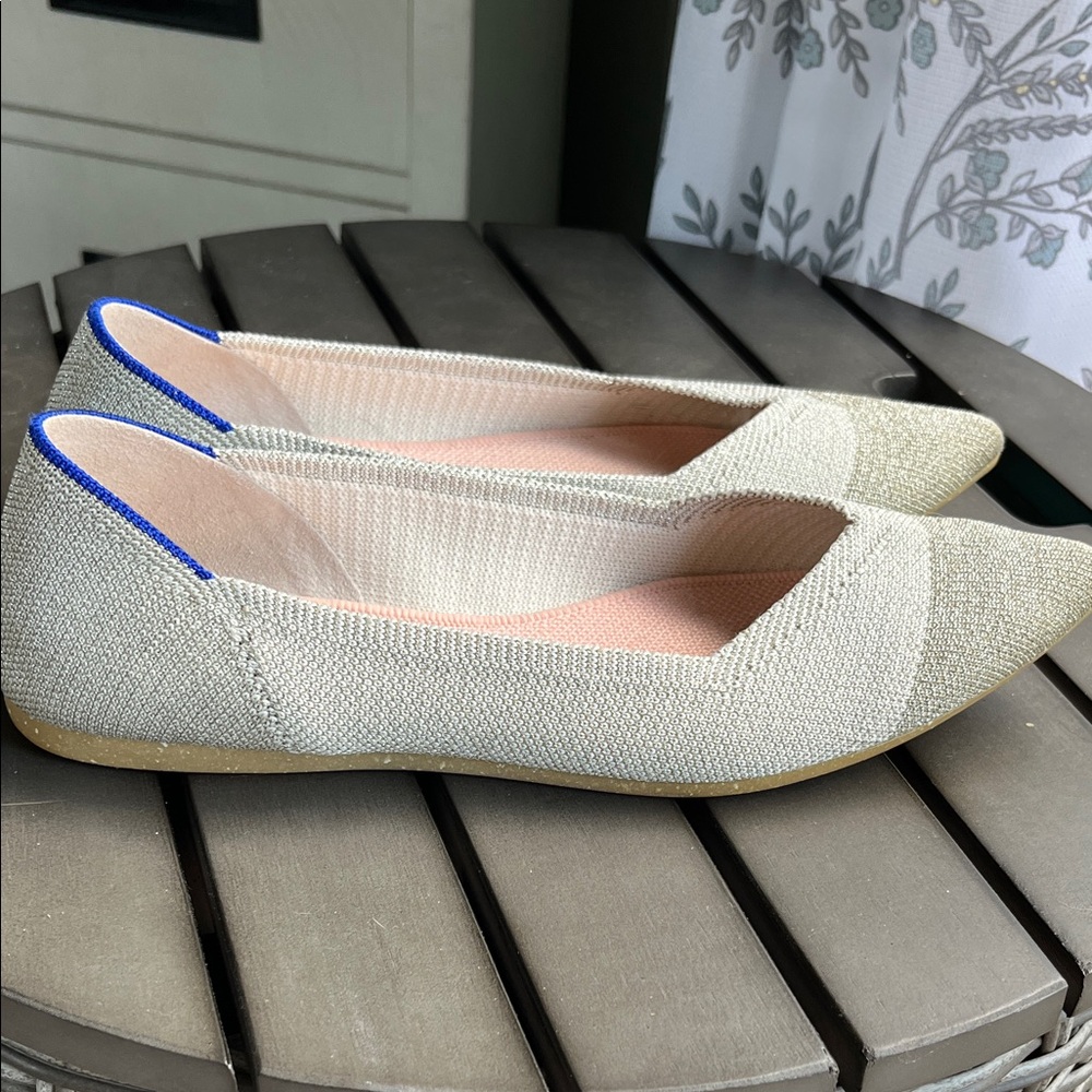 Rothy's Beige, Gold and Blue Women's Flats